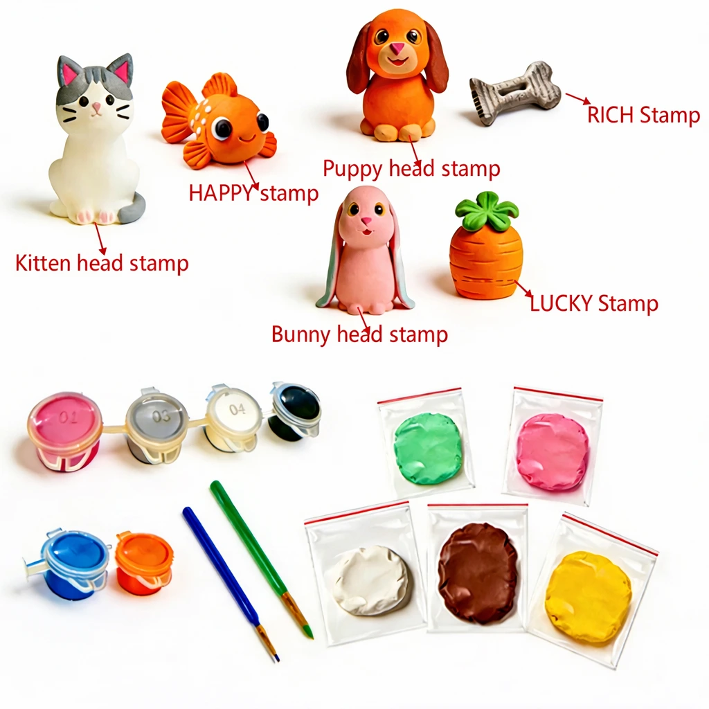 SISLAND DIY Clay Stamp Craft Kit  Kids Educational Toys Wholesale